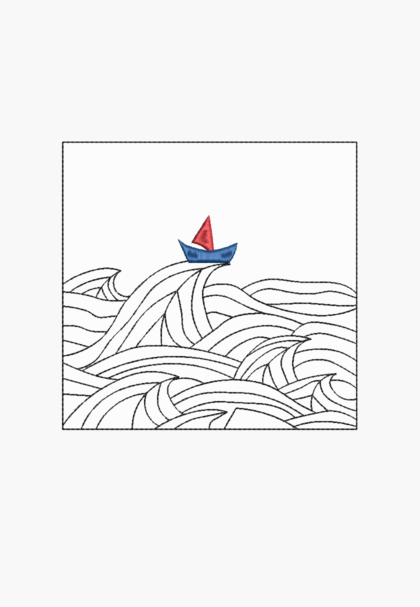 BOAT MONOCHROME - Maschinenstickmuster - Sofortiger Download