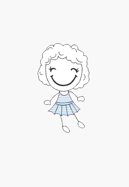 HAPPY CURLY LITTLE GIRL - Maschinenstickmuster - Sofortiger Download
