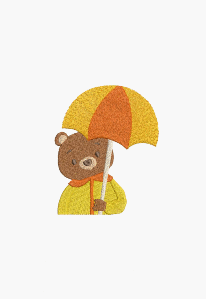 TEDDY BEAR WITH UMBRELLA - Maschinenstickmuster - Sofortiger Download