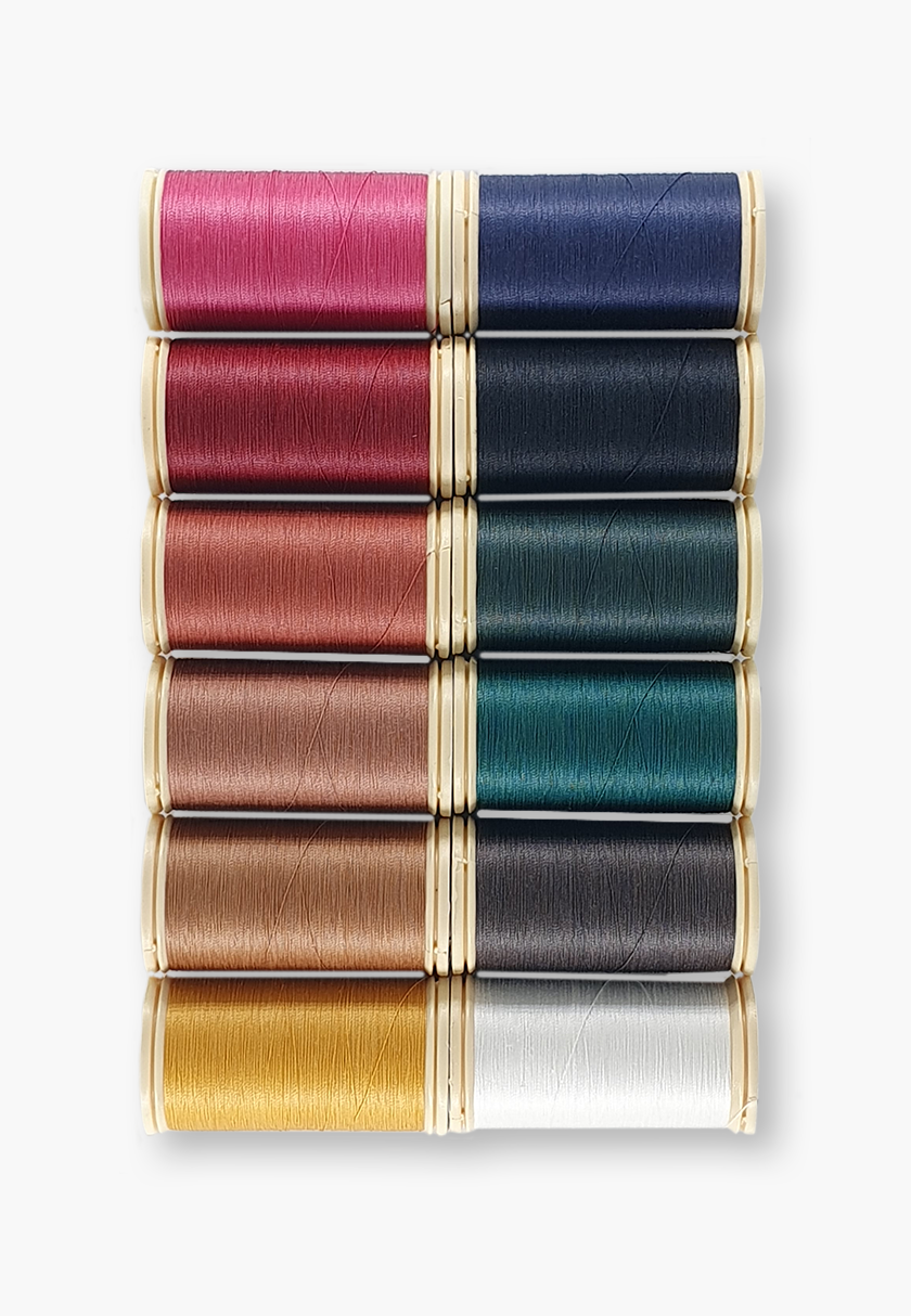 Maison Sajou – Waxed Gloving Thread – Box of 12 Dark Tones – Fil Au Chinois