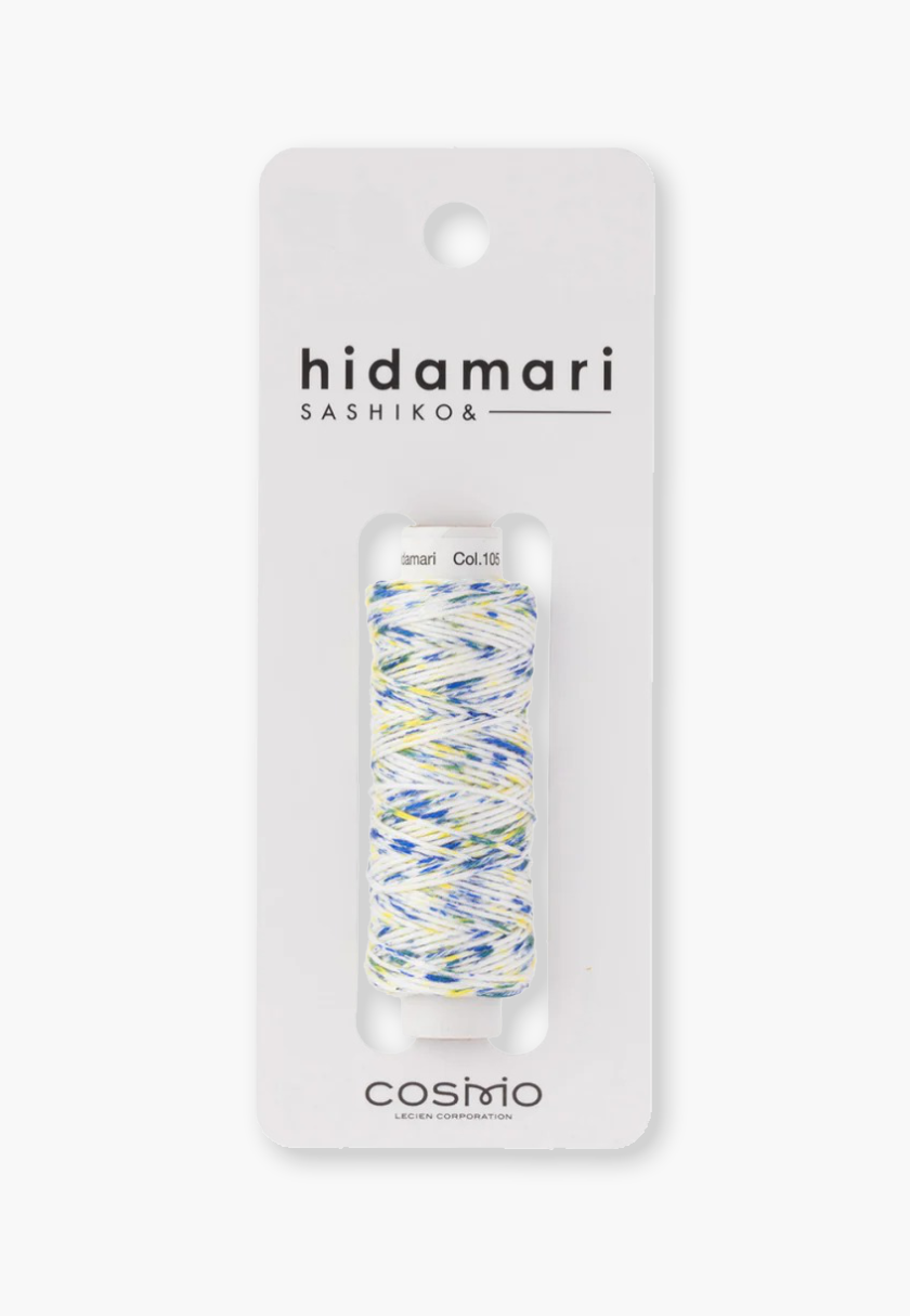 COSMO Hidamari Sashiko Filato 89 - Colore 105 Giallo ghiaccio rasato Blu - 100% Cotone
