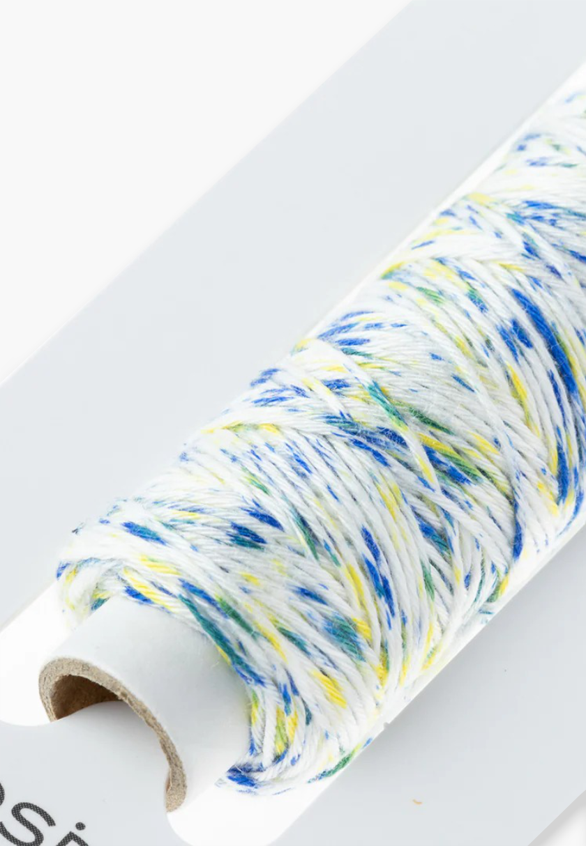 COSMO Hidamari Sashiko Filato 89 - Colore 105 Giallo ghiaccio rasato Blu - 100% Cotone - immagine 3