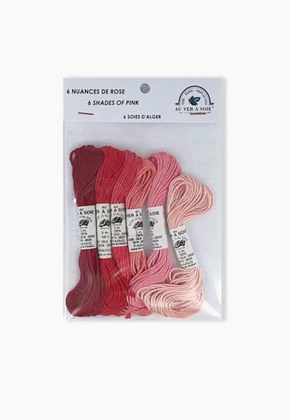 Au Ver à Soie Soie d'Alger Paris "Rose" - Packung mit 6 Strängen - 100% Seide