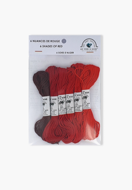 Au Ver à Soie Soie d'Alger Paris "Rouge" - Packung mit 6 Strängen - 100% Seide