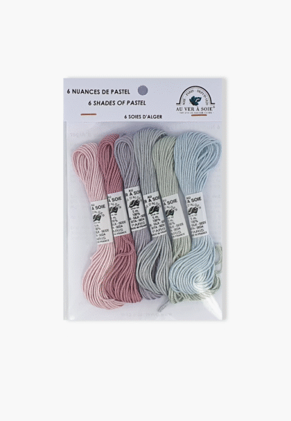 Au Ver à Soie Soie d'Alger Paris "Pastell" - Packung mit 6 Strängen - 100% Seide