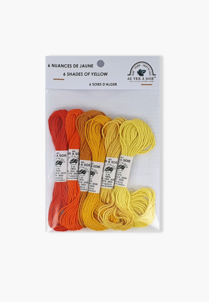 Au Ver à Soie Soie d'Alger Paris "Jaune" - Packung mit 6 Strängen - 100% Seide