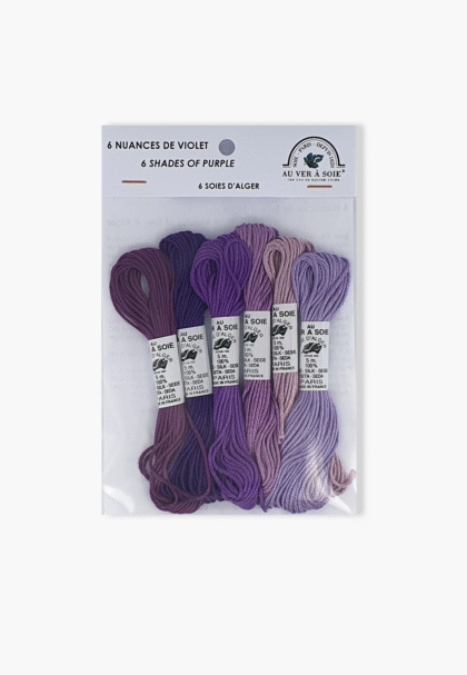 Au Ver à Soie Soie d'Alger Paris "Violet" - Packung mit 6 Strängen - 100% Seide