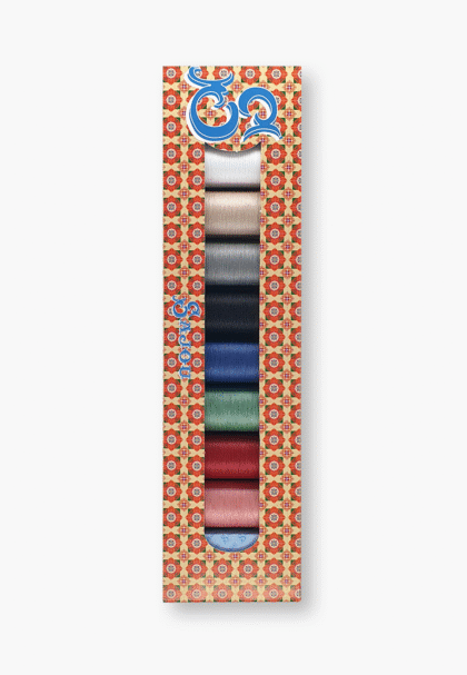 Maison Sajou – Box of 8 Patchwork Thread Spools, Popular Tones
