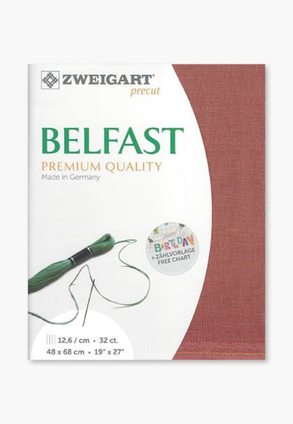 ZWEIGART Belfast 3609 – Precut Linen Fabric 32 Count - Colour 4030 - (48 × 68 cm)