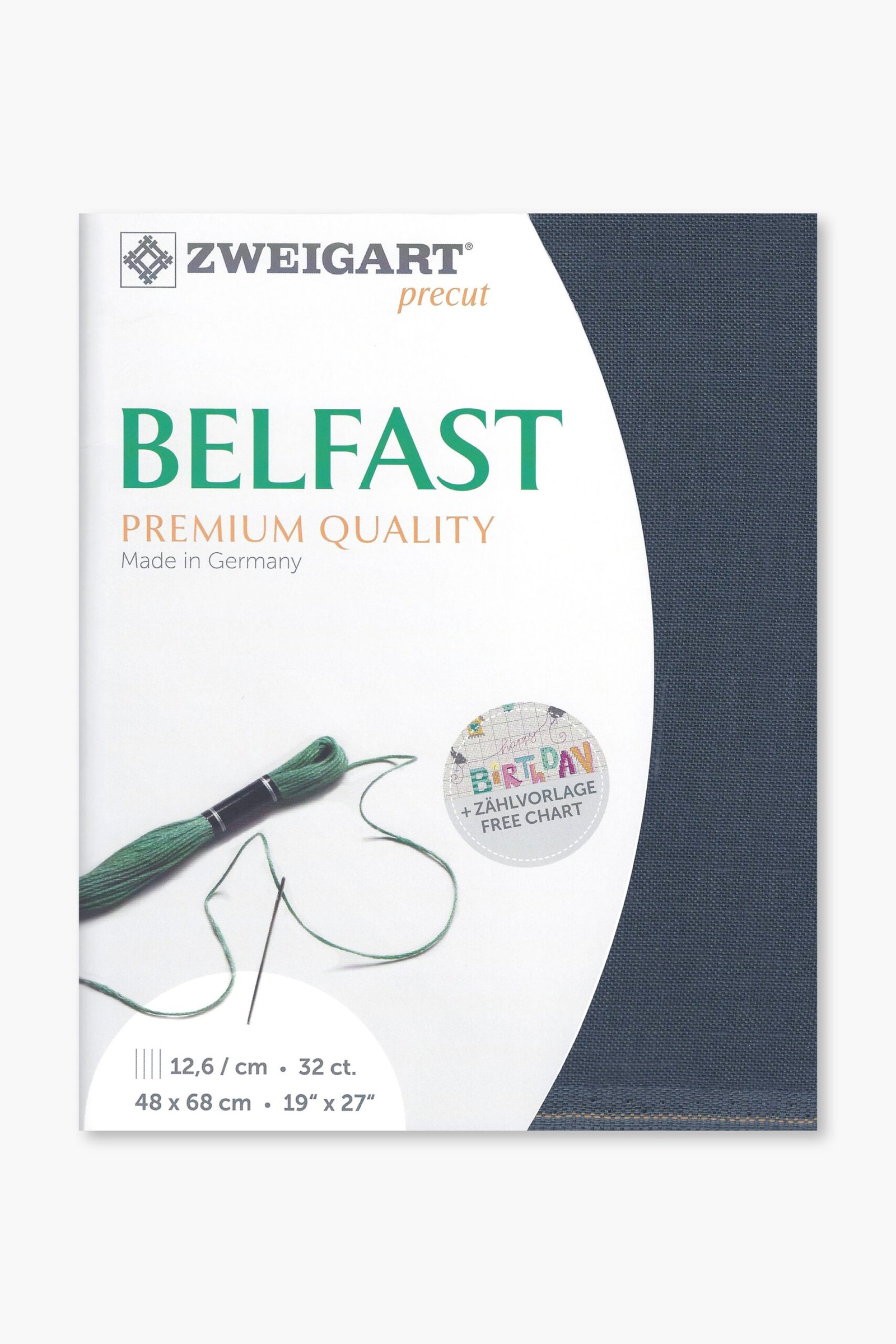 ZWEIGART Belfast 3609 – Tessuto di lino pretagliato 32 count - Colore 7026 - (48 × 68 cm)