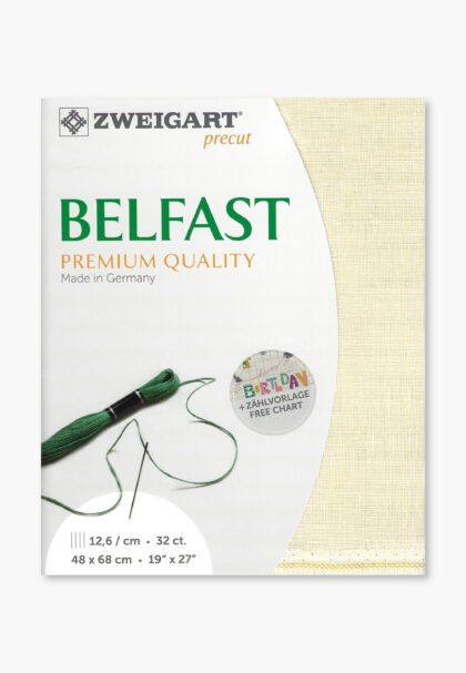 ZWEIGART Belfast 3609 – Precut Linen Fabric 32 Count - Colour 222 - (48 × 68 cm)