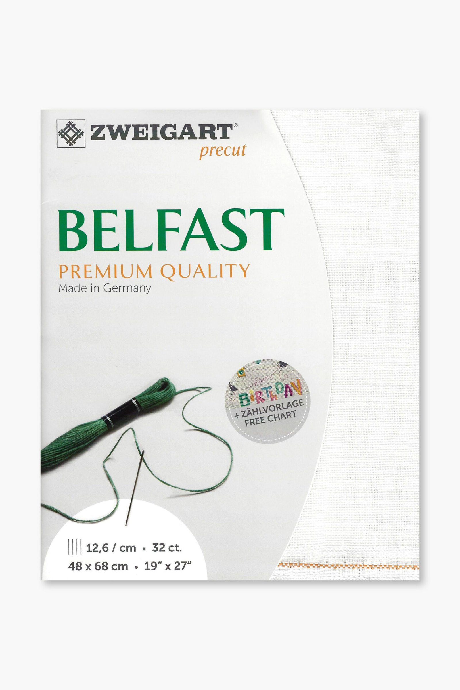 ZWEIGART Belfast 3609 – Precut Linen Fabric 32 Count - Colour 101 - (48 × 68 cm)