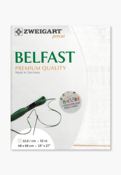 ZWEIGART Belfast 3609 – Precut Linen Fabric 32 Count - Colour 100 - (48 × 68 cm)