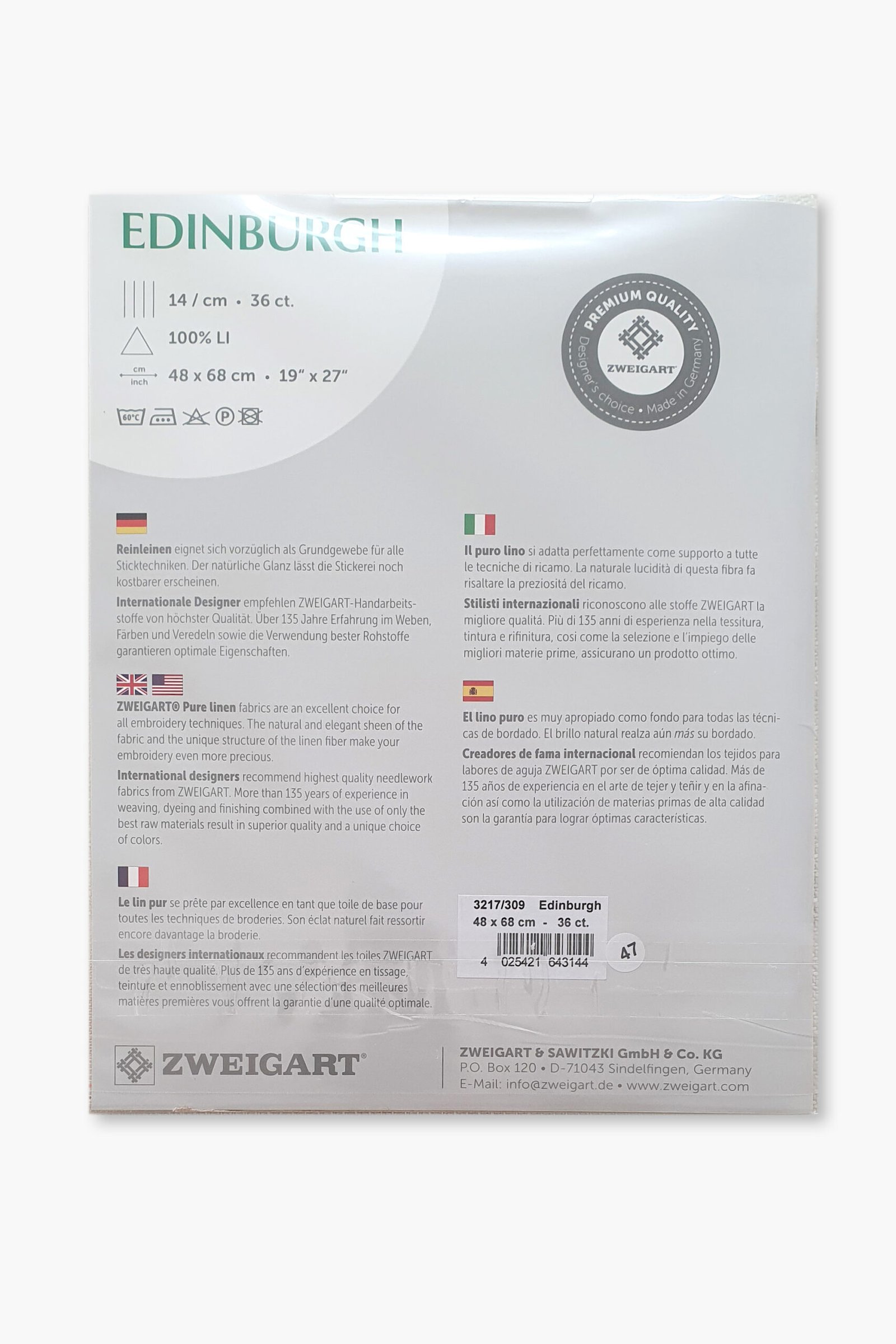 ZWEIGART Edinburgh 36 Count Linen Fabric Colour 309 – 48 × 68 cm - Image 5