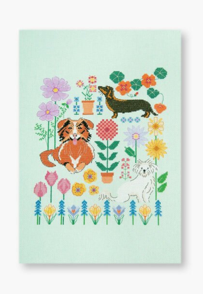 DMC - Kit de point de croix Chiens dans le jardin - Intermédiaire