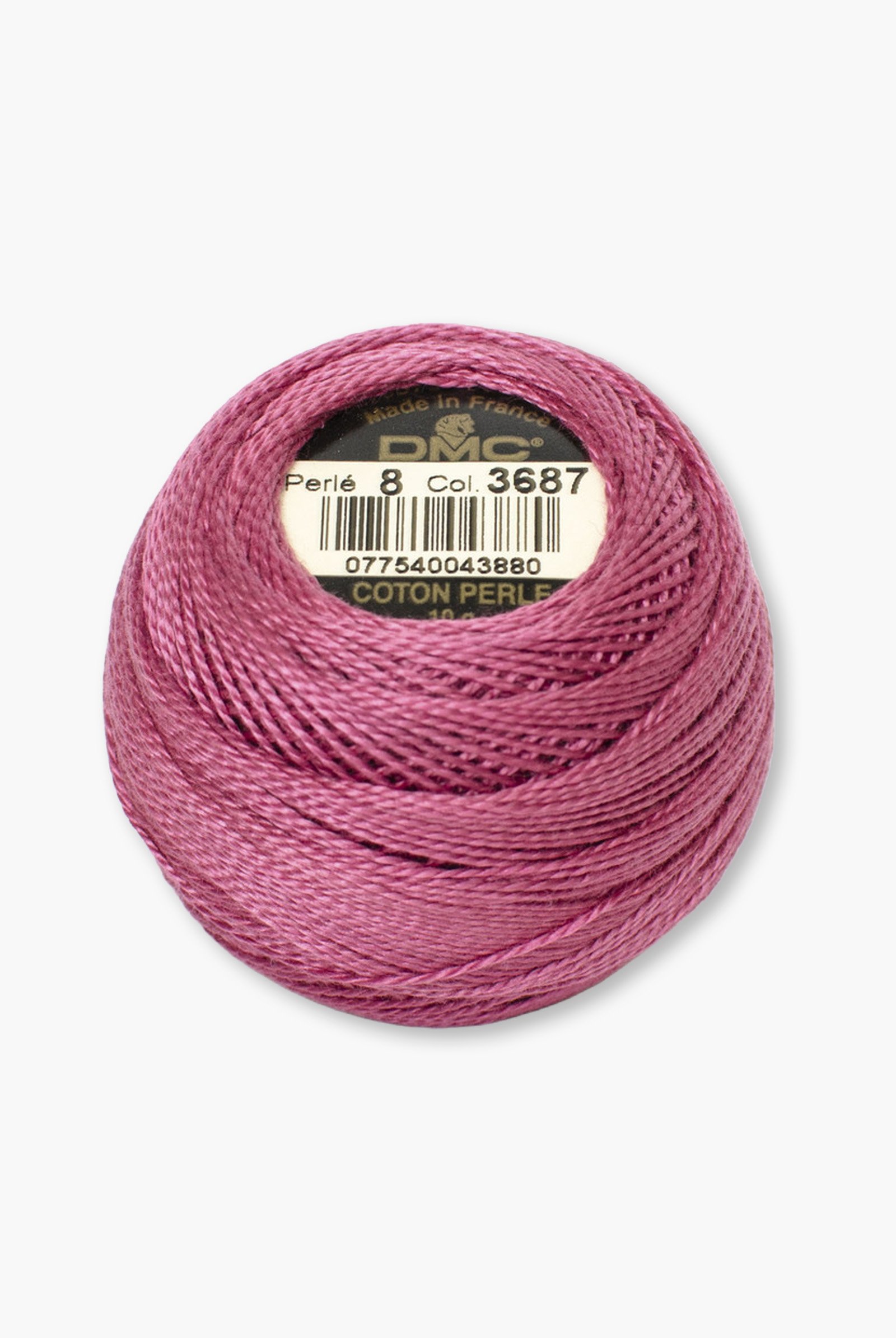 DMC Perlé Nr. 8 - Farbe 3687 - 100% Baumwolle - 10 g Garnknäuel