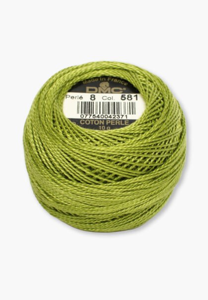 DMC Perlé No. 8 – Color 581 – 100% Cotton – 10 g Thread Ball