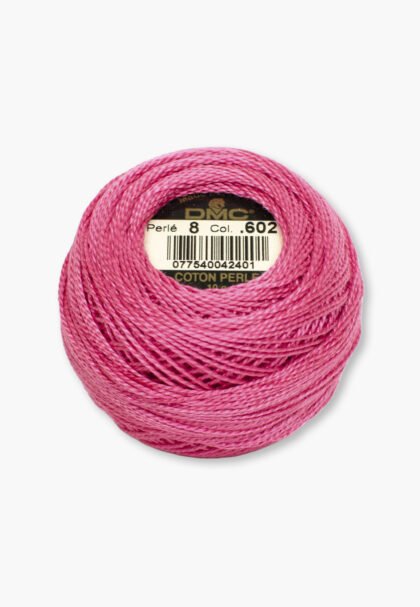 DMC Perlé No. 8 – Color 602 – 100% Cotton – 10 g Thread Ball
