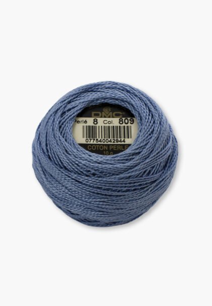 DMC Perlé No. 8 – Color 809 – 100% Cotton – 10 g Thread Ball