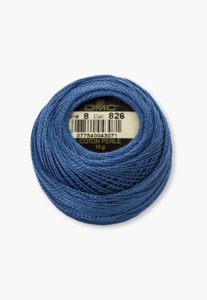 DMC Perlé No. 8 – Color 826 – 100% Cotton – 10 g Thread Ball