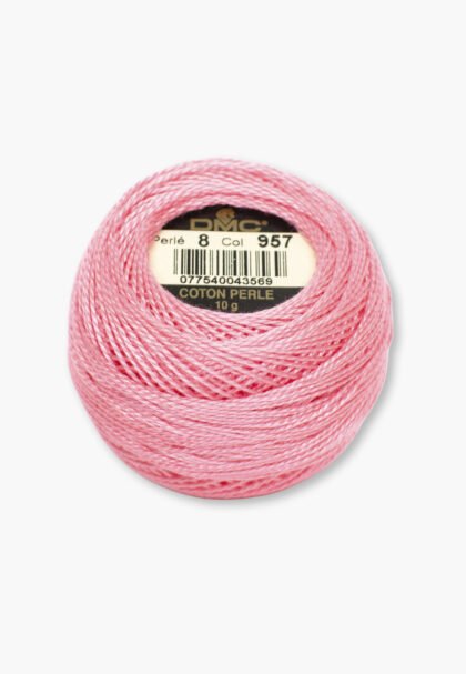 DMC Perlé No. 8 – Color 957 – 100% Cotton – 10 g Thread Ball