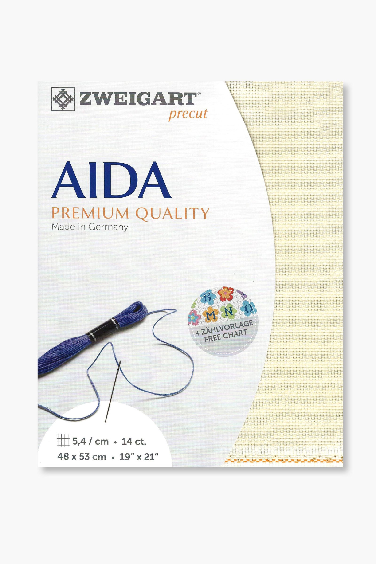 ZWEIGART Aida 3706 – Tessuto Aida di cotone pretagliato 14 count - Colore 264 - (48 × 53 cm)