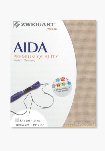 ZWEIGART Aida 3706 – Precut Cotton Aida Fabric 14 Count - Colour 3021- (48 × 53 cm)