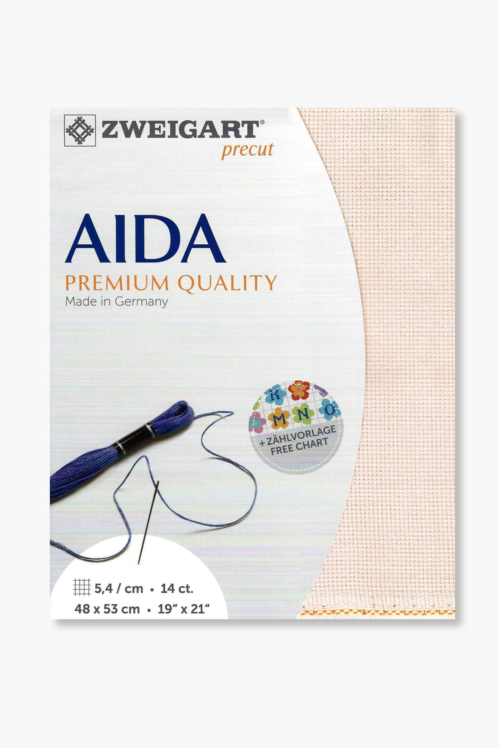 ZWEIGART Aida 3706 – Tessuto di cotone Aida pretagliato 14 count - Colore 4110 - (48 × 53 cm)