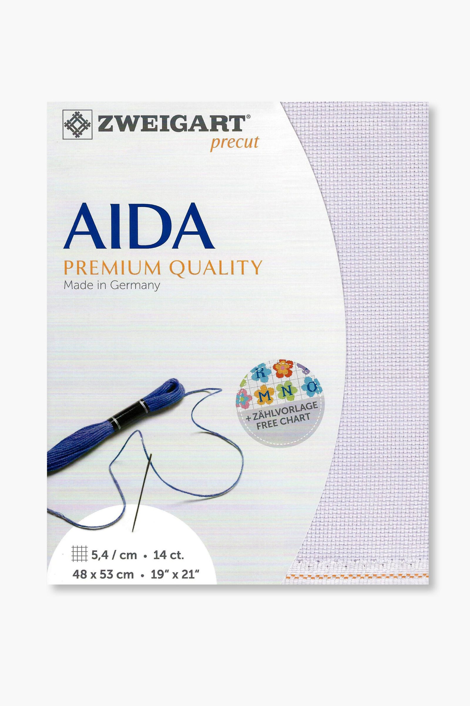 ZWEIGART Aida 3706 – Tessuto Aida di cotone pretagliato 14 count - Colore 5050 - (48 × 53 cm)
