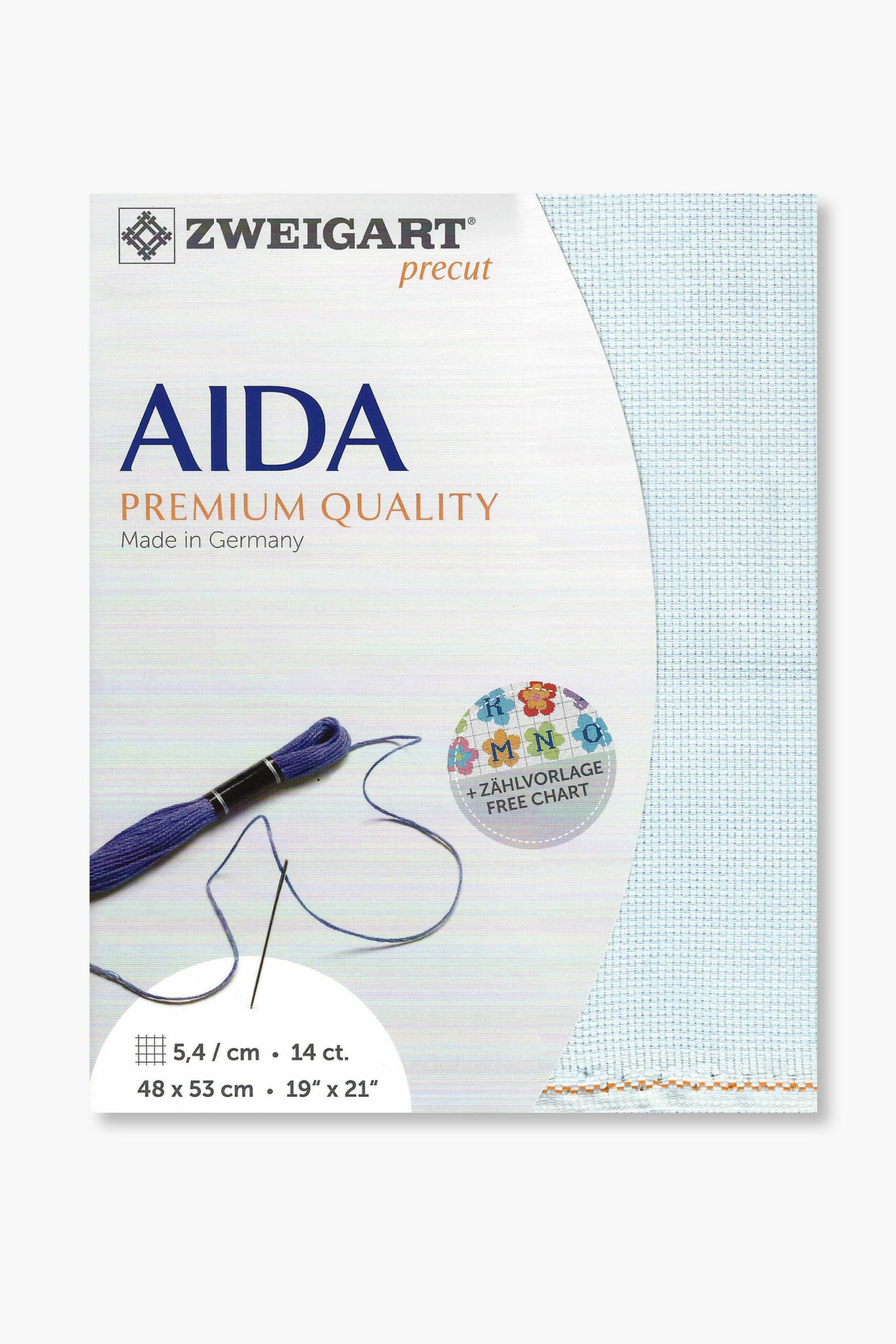 ZWEIGART Aida 3706 – Tessuto Aida di cotone pretagliato 14 count - Colore 550 - (48 × 53 cm)