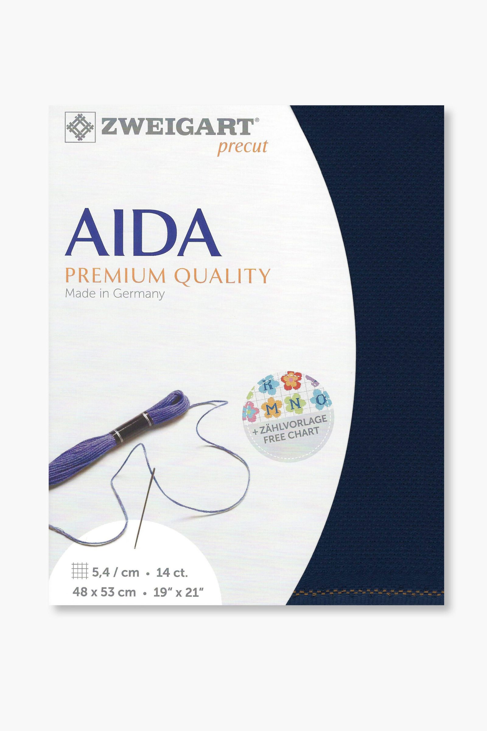 ZWEIGART Aida 3706 – Tessuto Aida di cotone pretagliato 14 count - Colore 589 - (48 × 53 cm)