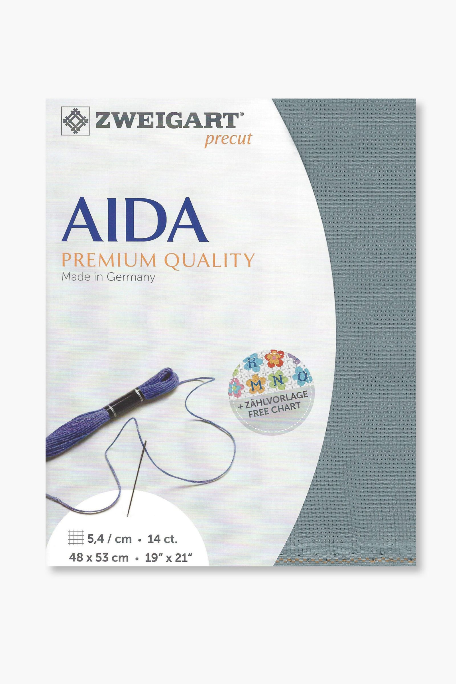 ZWEIGART Aida 3706 – Tessuto Aida di cotone pretagliato 14 count - Colore 594 - (48 × 53 cm)