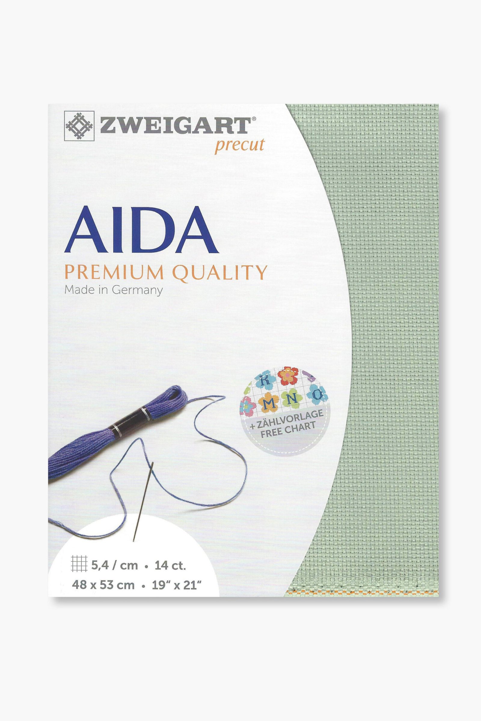ZWEIGART Aida 3706 – Tessuto Aida di cotone pretagliato 14 count - Colore 611 - (48 × 53 cm)