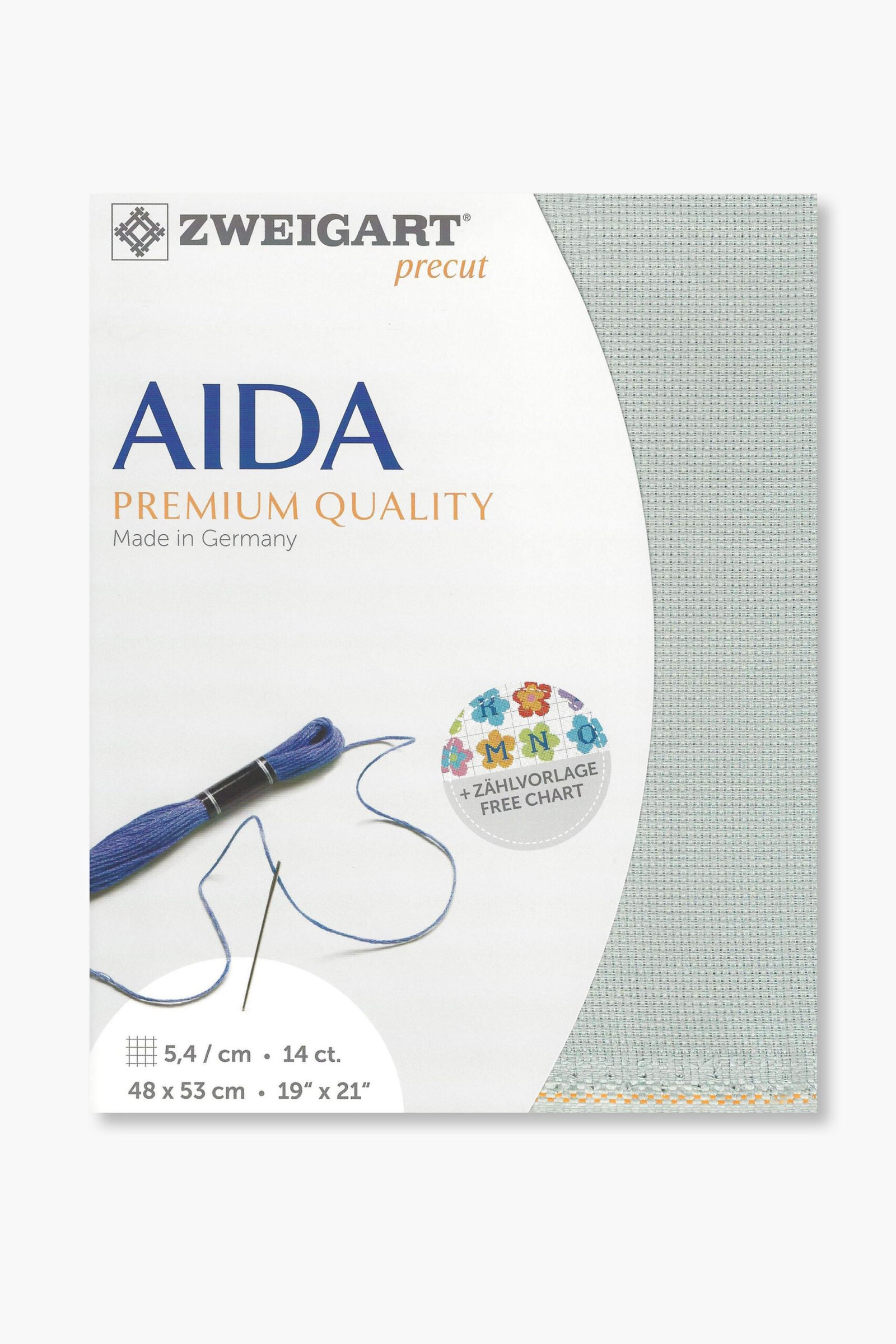 ZWEIGART Aida 3706 – Tessuto Aida di cotone pretagliato 14 count - Colore 718 - (48 × 53 cm)