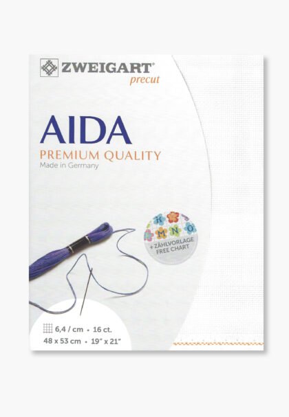 ZWEIGART Aida 3251 – Precut Cotton Aida Fabric 16 Count - Colour 100 - (48 × 53 cm)