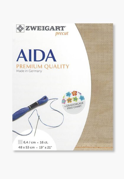 ZWEIGART Aida 3251– Precut Cotton Aida Fabric 16 Count - Colour 3009 - (48 × 53 cm)