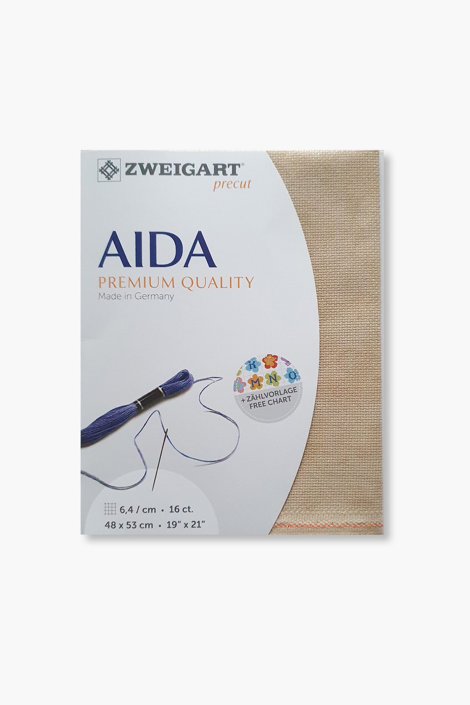 ZWEIGART Aida 3251 – Tessuto Aida di cotone pretagliato, 16 count - Colore 3009 - (48 × 53 cm) - immagine 2