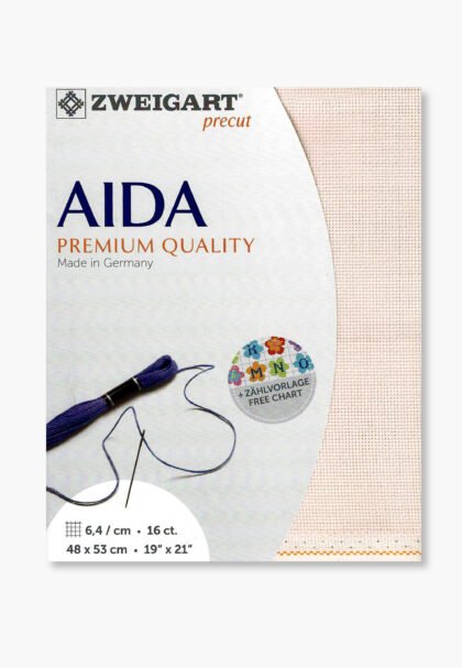 ZWEIGART Aida 3251 – Precut Cotton Aida Fabric 16 Count - Colour 4110 - (48 × 53 cm)
