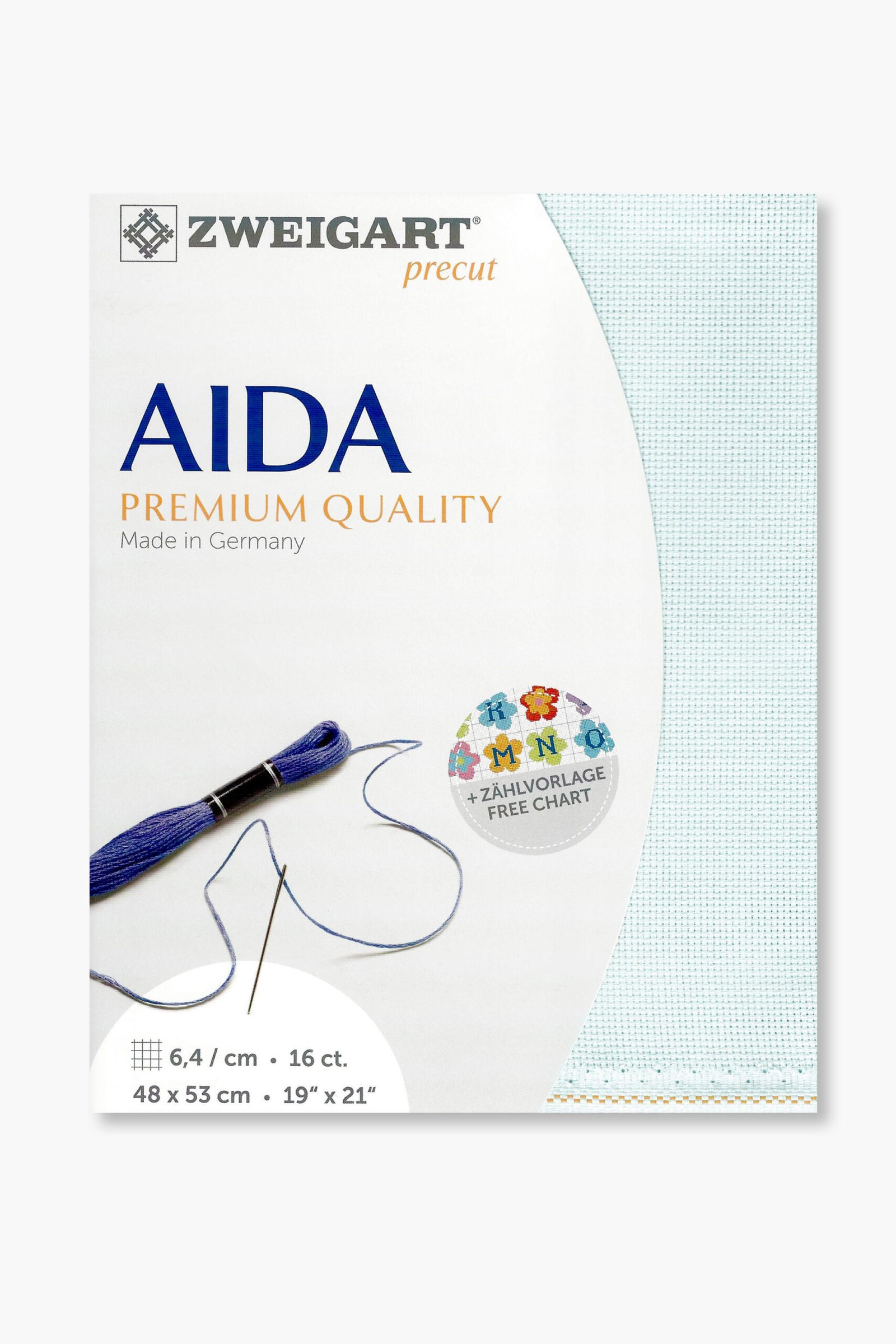 ZWEIGART Aida 3251– Precut Cotton Aida Fabric 16 Count - Colour 550 - (48 × 53 cm)