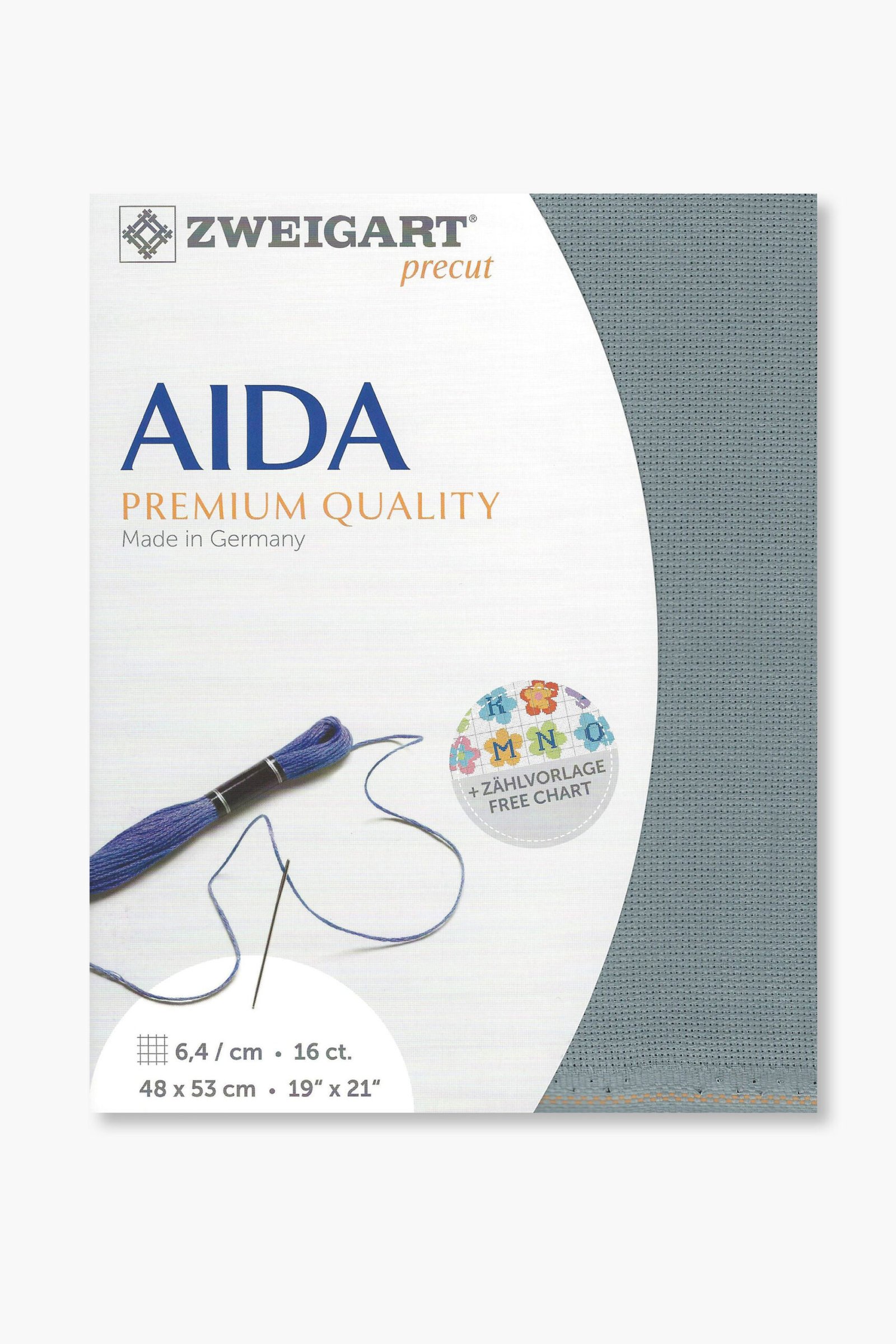 ZWEIGART Aida 3251 – Tessuto Aida di cotone pretagliato 16 count - Colore 594 - (48 × 53 cm)