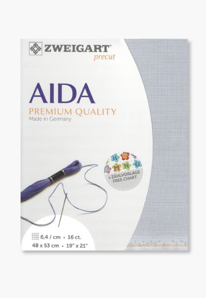 ZWEIGART Aida 3251– Precut Cotton Aida Fabric 16 Count - Colour 713 - (48 × 53 cm)