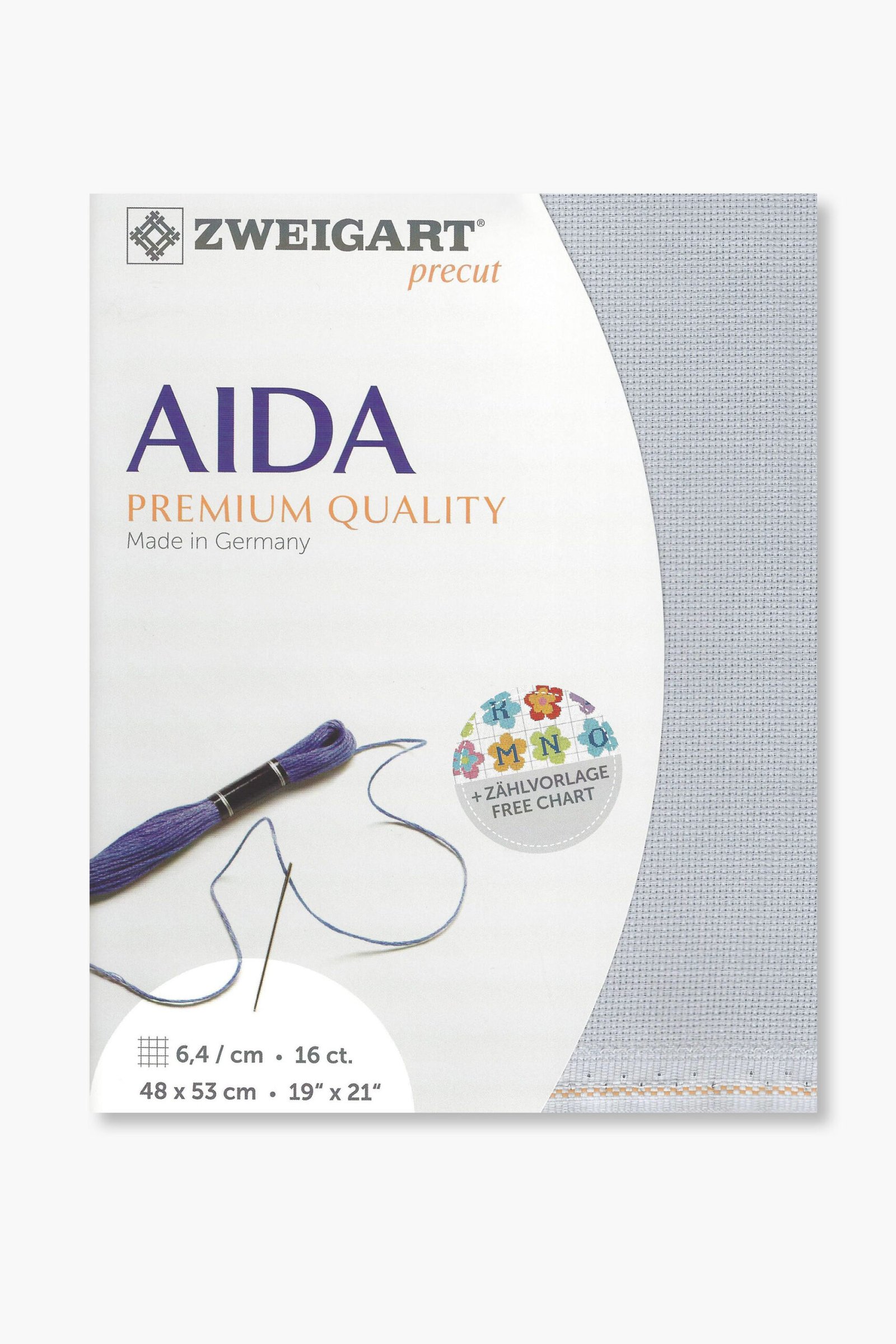 ZWEIGART Aida 3251– Precut Cotton Aida Fabric 16 Count - Colour 713 - (48 × 53 cm)