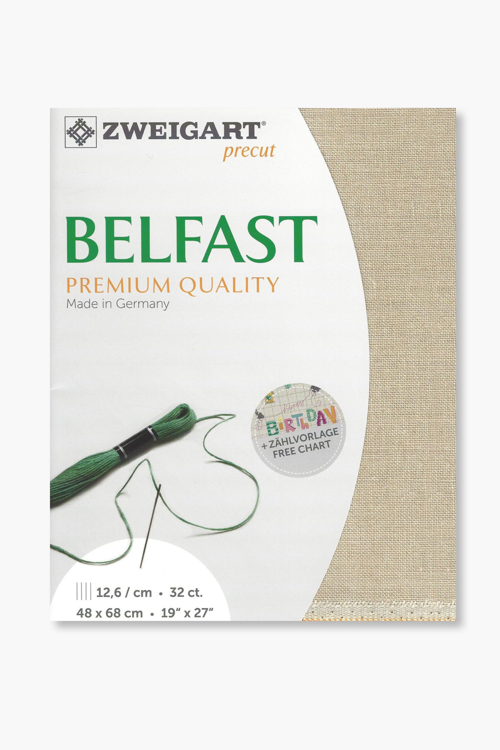 ZWEIGART Belfast 3609 – Precut Linen Fabric 32 Count - Colour 52 - (48 × 68 cm)