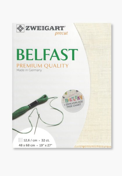ZWEIGART Belfast 3609 – Precut Linen Fabric 32 Count - Colour 99 - (48 × 68 cm)