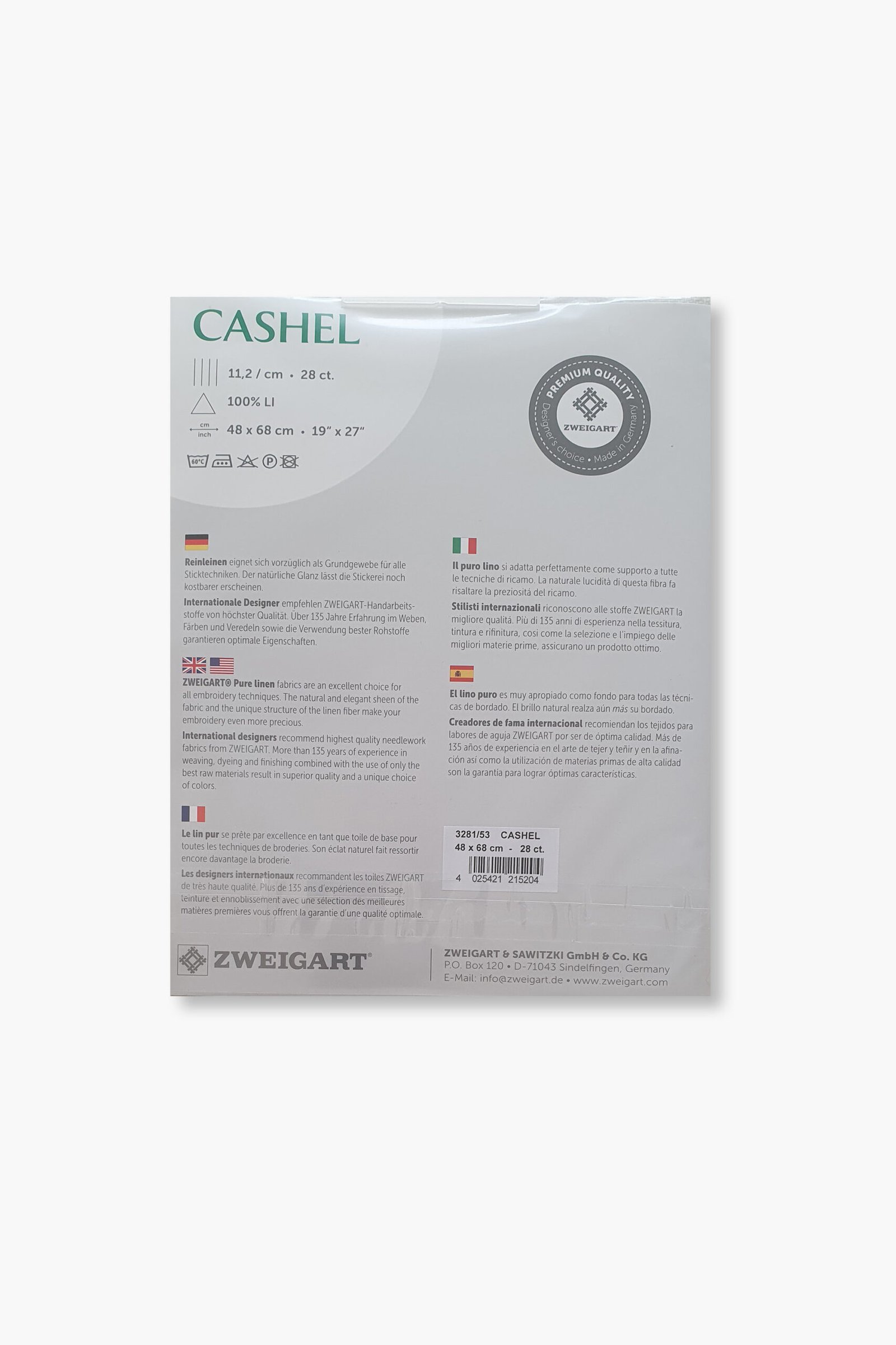 ZWEIGART Cashel 3281 – Precut Linen Fabric 28 Count - Colour 53 - (48 × 68 cm) - Image 3