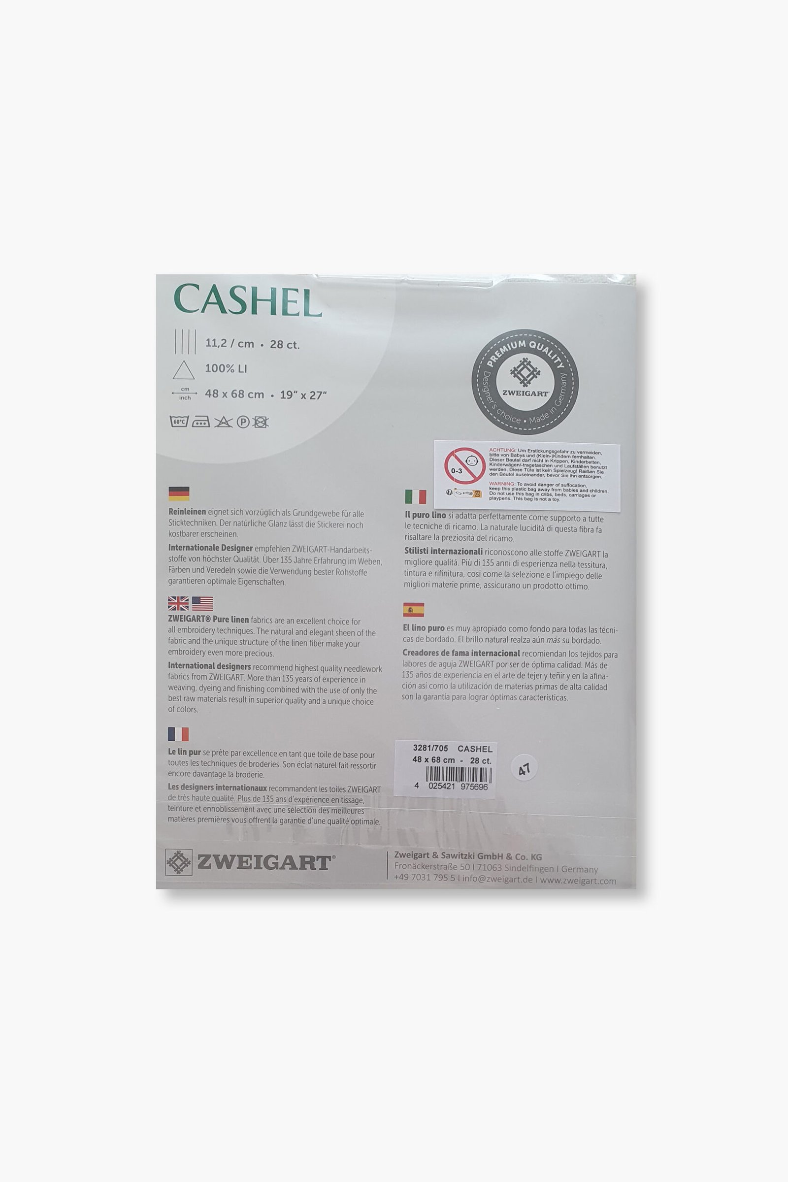 ZWEIGART Cashel 3281 – Precut Linen Fabric 28 Count - Colour 705- (48 × 68 cm) - Image 3