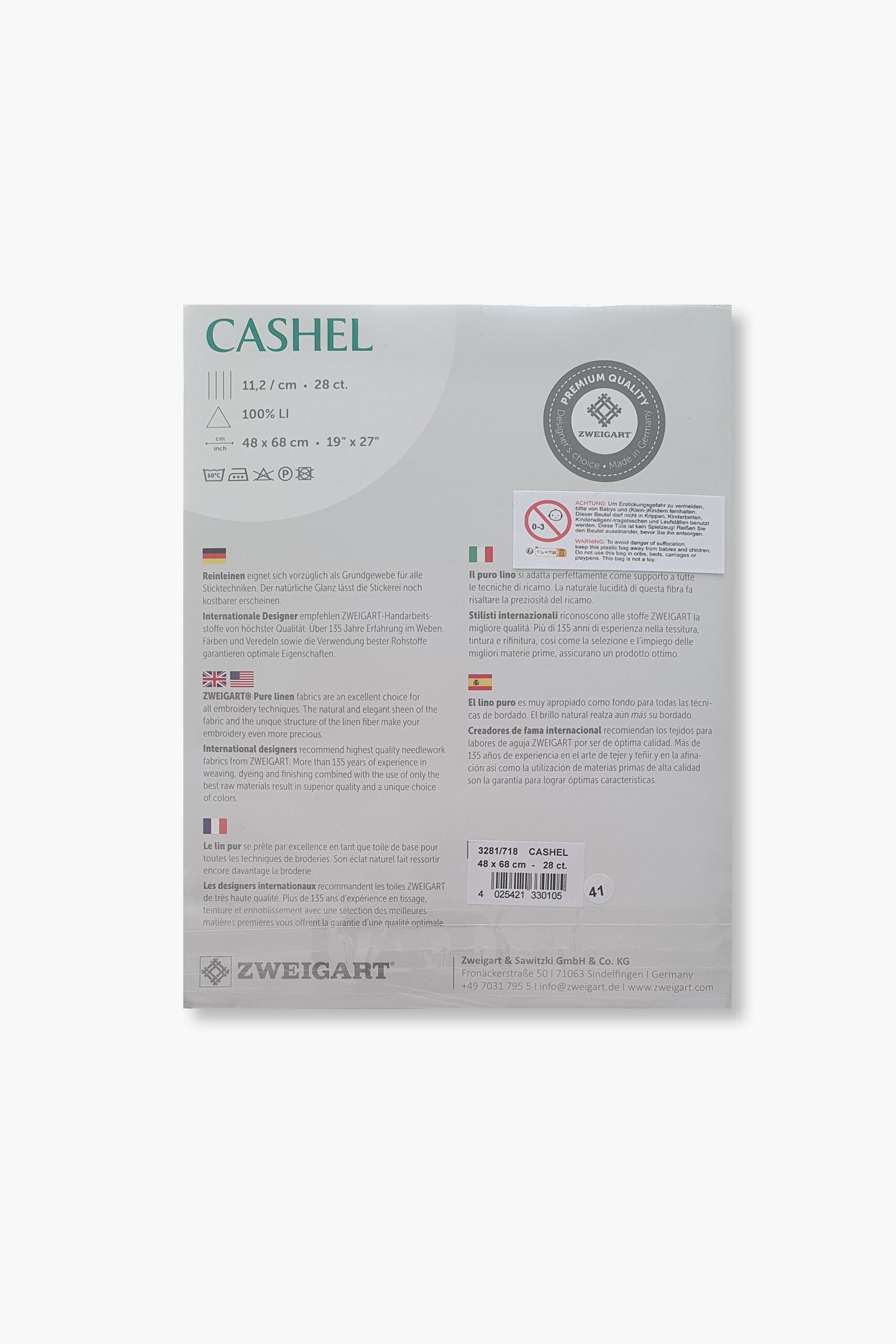 ZWEIGART Cashel 3281 – Precut Linen Fabric 28 Count - Colour 718 - (48 × 68 cm) - Image 3