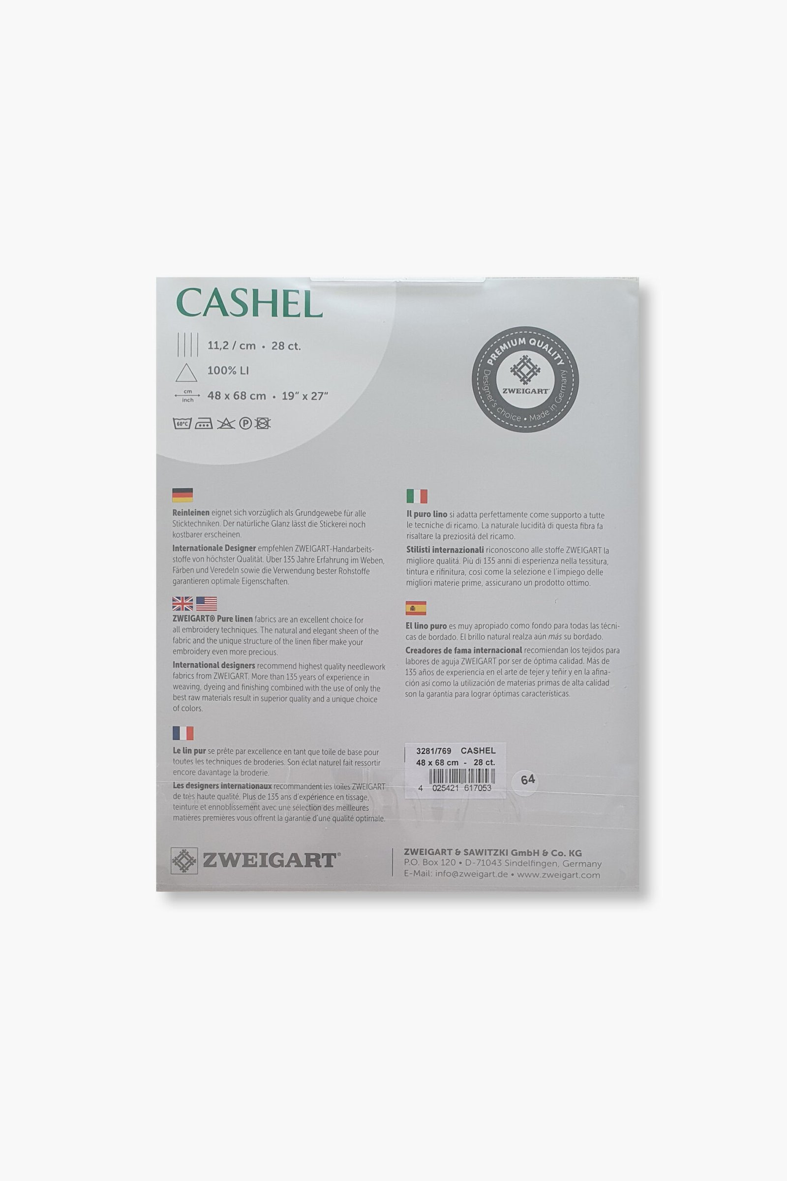 ZWEIGART Cashel 3281 – Precut Linen Fabric 28 Count - Colour 769 - (48 × 68 cm) - Image 3