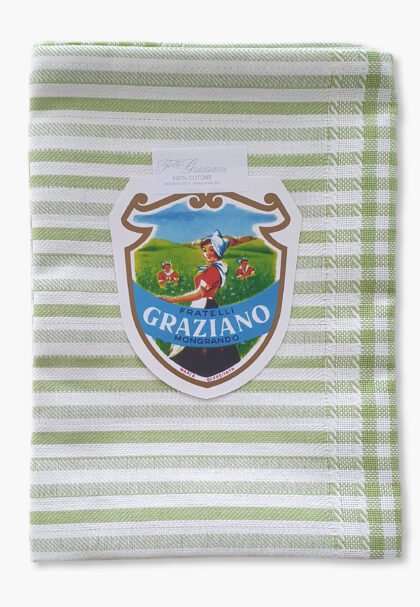 F.lli Graziano Colonia Cotton Towel – Green Shade – Checked Band