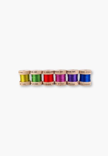 Set of 6 Au Ver à Soie Perlée Fluo – 100% Silk – 16m Spool